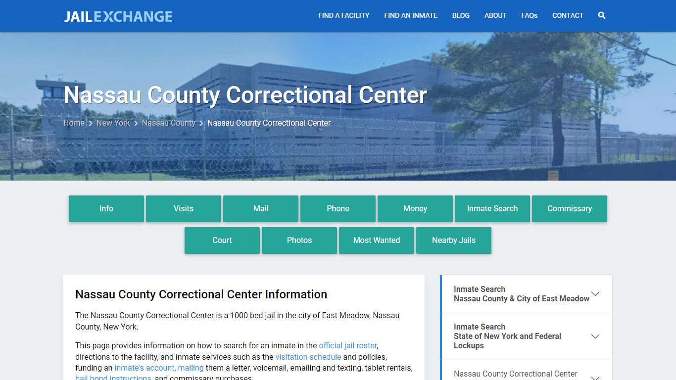 Nassau County Correctional Center, NY Inmate Search, Information